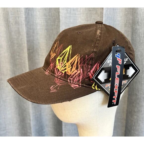 VOLCOM hat flexfit fitted brown Distressed Baseball cap Size Xsmall - Picture 5 of 16